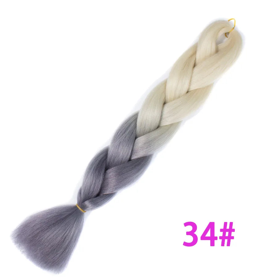 VERVES Ombre Jumbo Braids — 24" 100 g Two-Tone Synthetic Braiding Hair (Pink/Black/Blue)