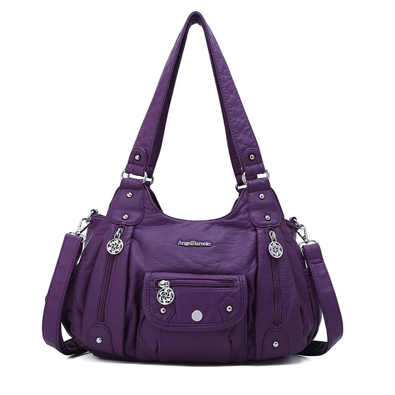 Women Handbags Satchel Top-handle Handbag Small PU Shoulder Bag 12.5”x4.4” Dumpling Pack Multi-pockets Shoulder Bags