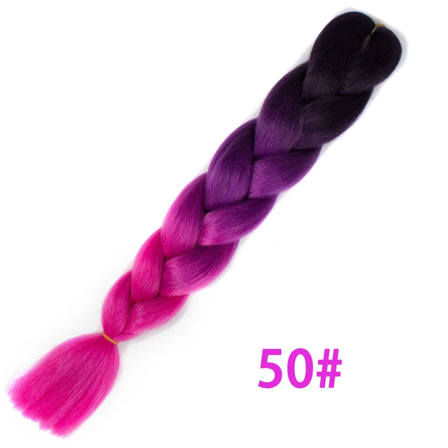 VERVES Ombre Jumbo Braids — 24" 100 g Two-Tone Synthetic Braiding Hair (Pink/Black/Blue)
