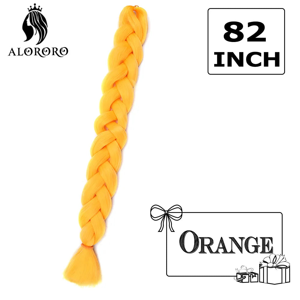 82 Inch Synthetic Braiding Hair Extensions Green Red Pink Yellow Crochet Jumbo Braids Hair Pure Color Box Twist Braids Wholesale