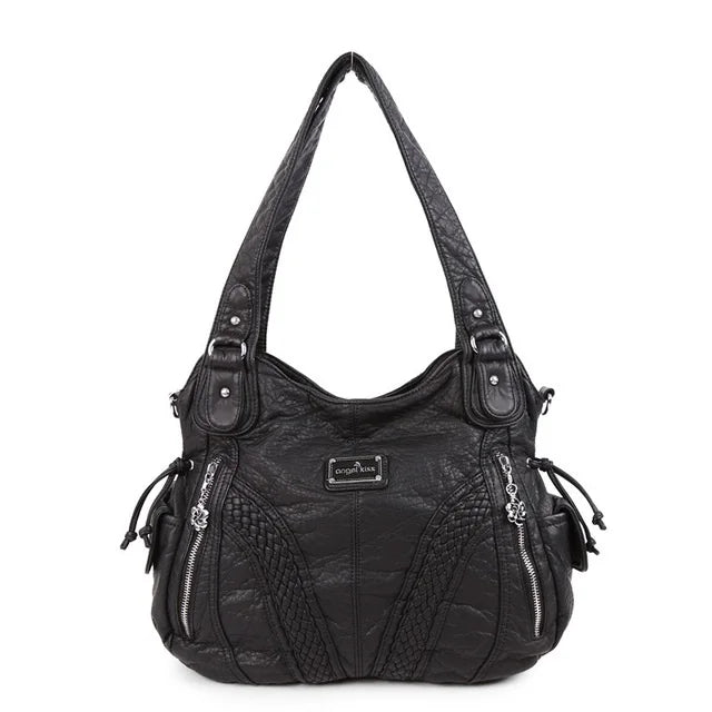 Angel kiss Women Handbags Satchel Top-handle Handbag 2023 PU Shoulder Bag Soft Dumpling Pack Multi-pockets Shoulder Purse Bags