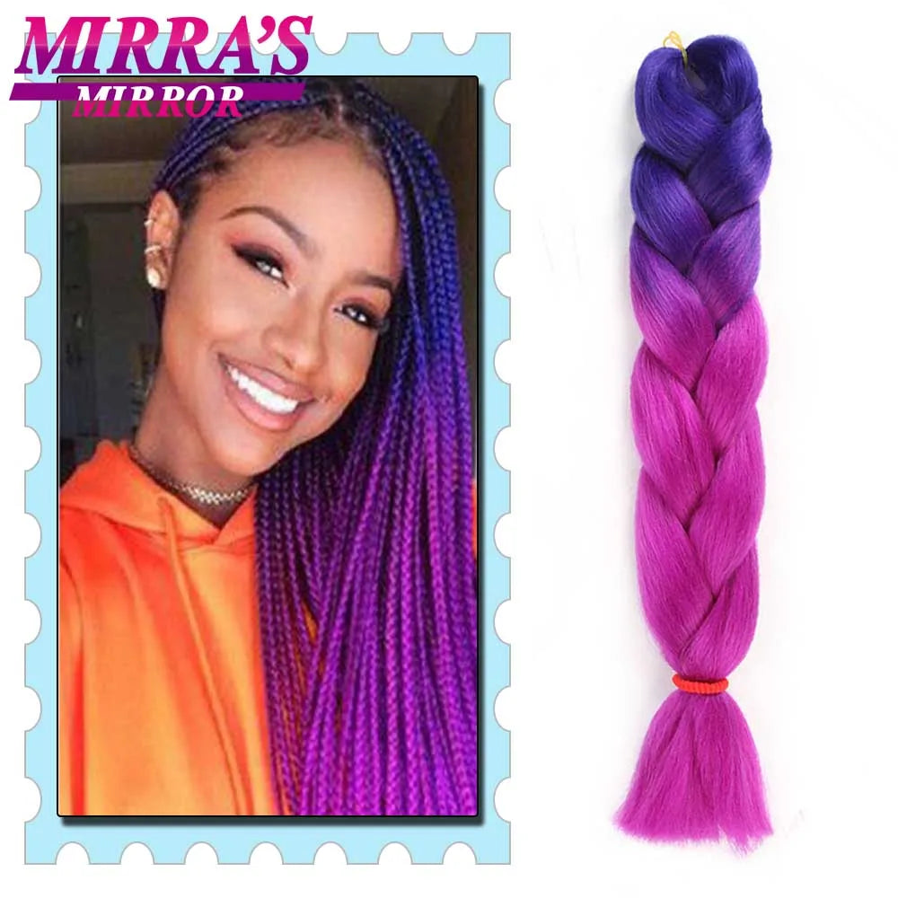 Synthetic Braiding Hair 24 Inch Kanekalon Braids Extensions Ombre Hair for Box Braid Crochet Jumbo Braiding Hair Pre Stretched