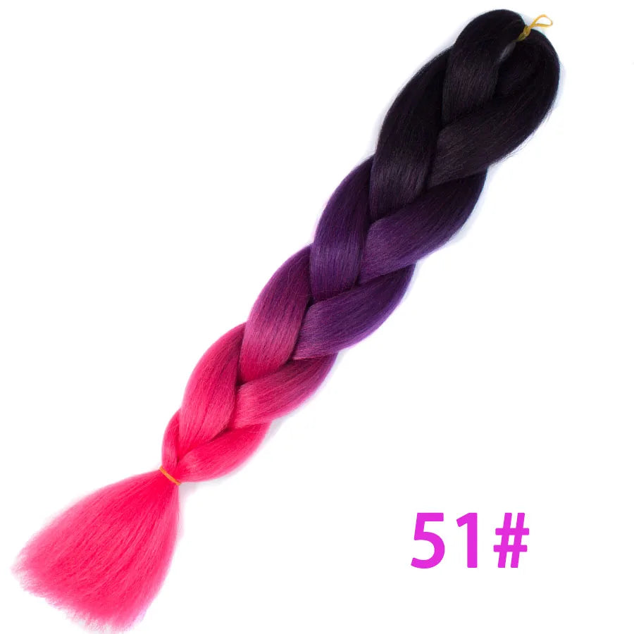 VERVES Ombre Jumbo Braids — 24" 100 g Two-Tone Synthetic Braiding Hair (Pink/Black/Blue)