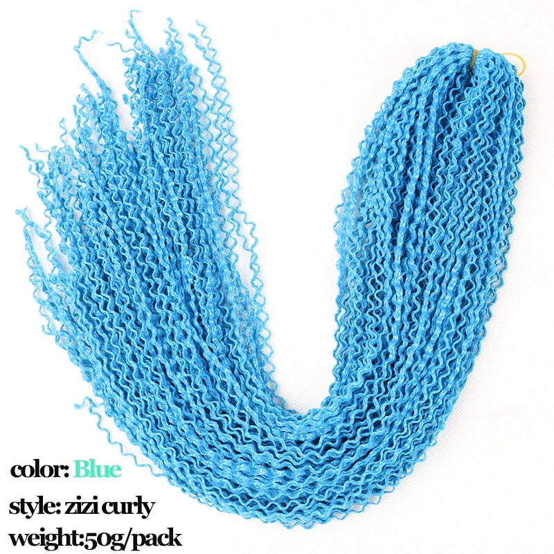 Full Star Curly ZIZI Box Braids 22" Crochet Braids Synthetic Hair Extensions Long Green Blue Pink Red Pre-Looped Twisted Hair