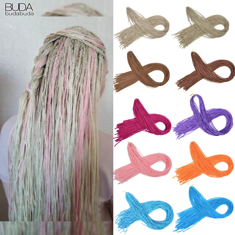 28 Inch Synthetic Zizi Braids Thin Box Braids Hair Extensions Brown Pink Blue Red 613 Box Crochet Braiding Hair For Women 50g