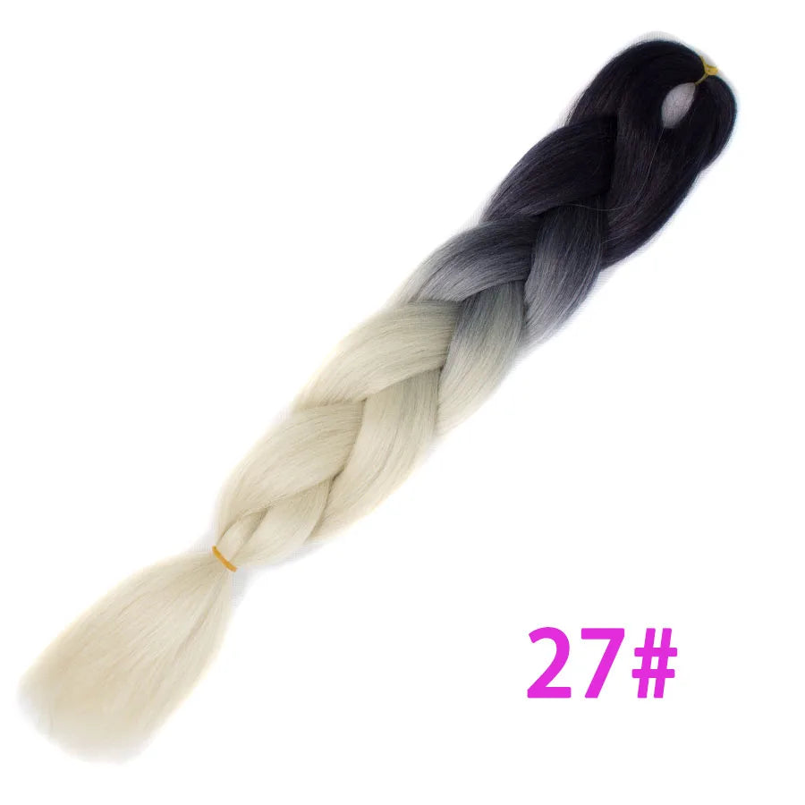 VERVES Ombre Jumbo Braids — 24" 100 g Two-Tone Synthetic Braiding Hair (Pink/Black/Blue)