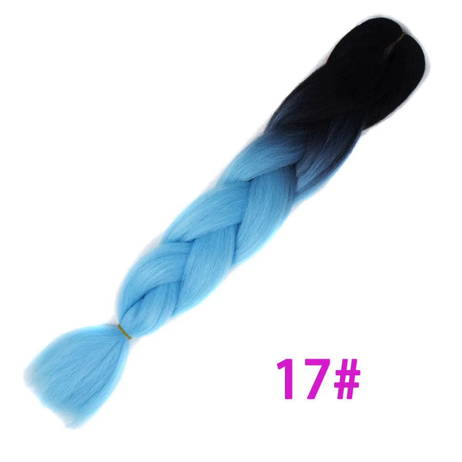 VERVES Ombre Jumbo Braids — 24" 100 g Two-Tone Synthetic Braiding Hair (Pink/Black/Blue)