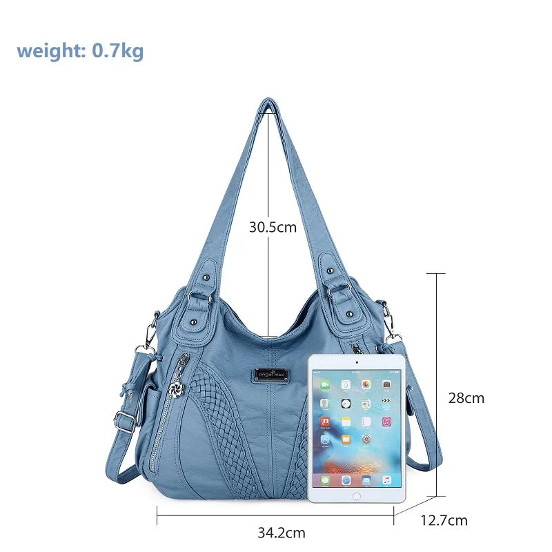 Angel kiss Women Handbags Satchel Top-handle Handbag 2023 PU Shoulder Bag Soft Dumpling Pack Multi-pockets Shoulder Purse Bags