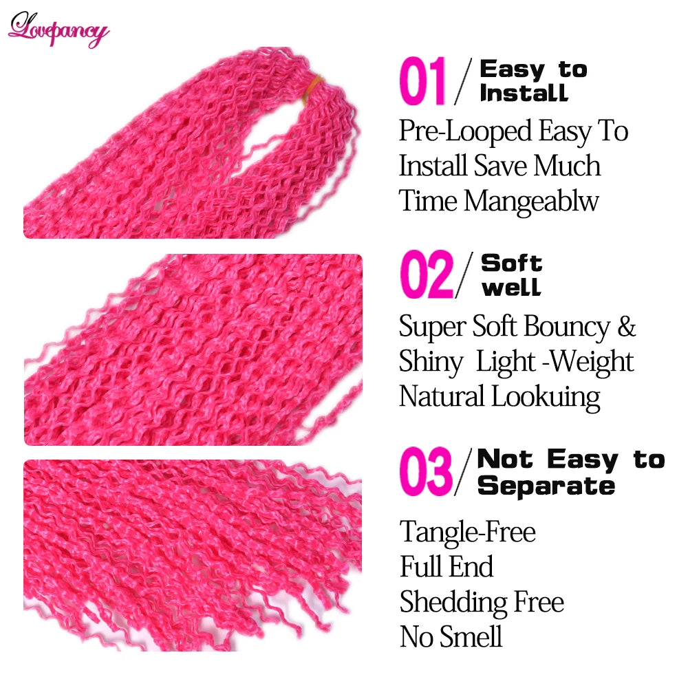 Synthetic Zizi Braids Crochet Box Braiding Hair Extensions White Black 28 Inch Long Curly Crochet Braiding Hair For Women 50g