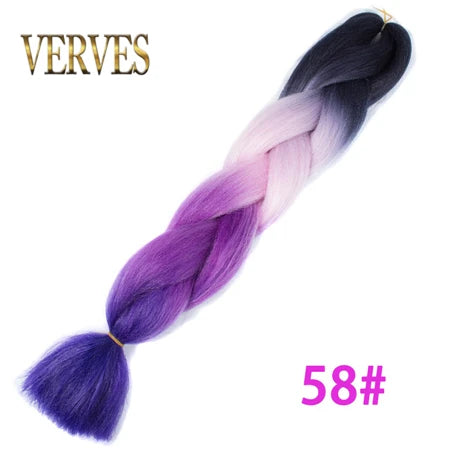 VERVES Ombre Jumbo Braids — 24" 100 g Two-Tone Synthetic Braiding Hair (Pink/Black/Blue)