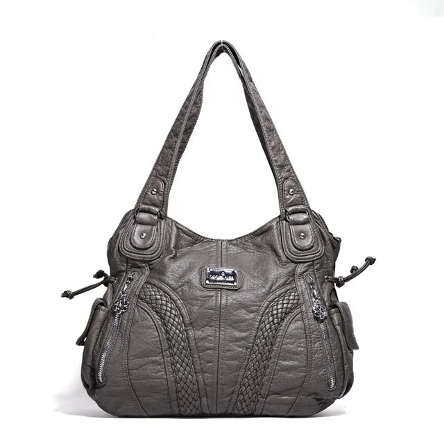 Angel kiss Women Handbags Satchel Top-handle Handbag 2023 PU Shoulder Bag Soft Dumpling Pack Multi-pockets Shoulder Purse Bags