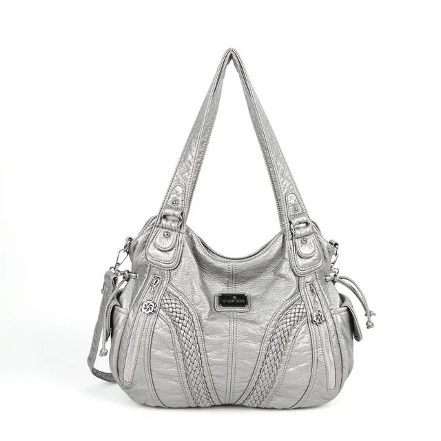 Angel kiss Women Handbags Satchel Top-handle Handbag 2023 PU Shoulder Bag Soft Dumpling Pack Multi-pockets Shoulder Purse Bags