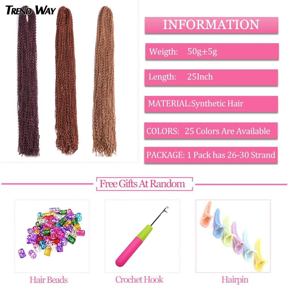 Trend Way 25inch 50g/Package Synthetic Extensions Braiding Hair Blonde For Women 25inch Curly Box Braids Zizi Crochet Hair Black