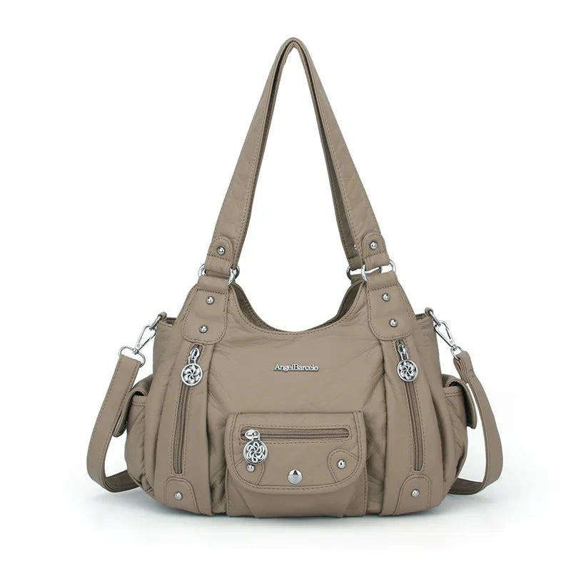 Women Handbags Satchel Top-handle Handbag Small PU Shoulder Bag 12.5”x4.4” Dumpling Pack Multi-pockets Shoulder Bags