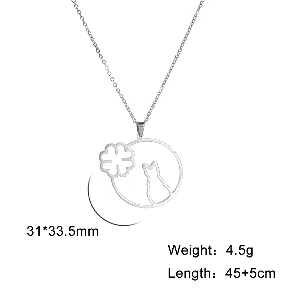 Cute Dog Paw Pendant Necklace | Stainless Steel Animal Footprint Chain for Women & Girls
