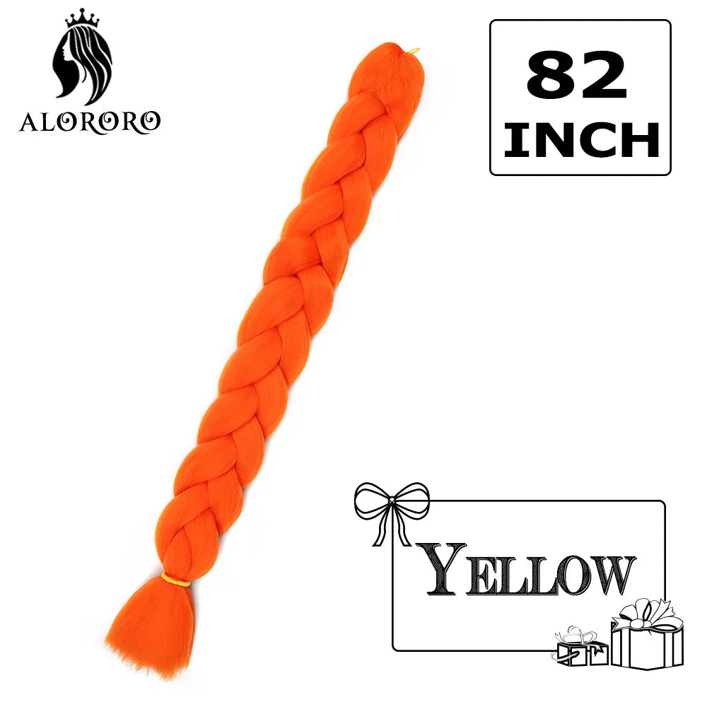 82 Inch Synthetic Braiding Hair Extensions Green Red Pink Yellow Crochet Jumbo Braids Hair Pure Color Box Twist Braids Wholesale