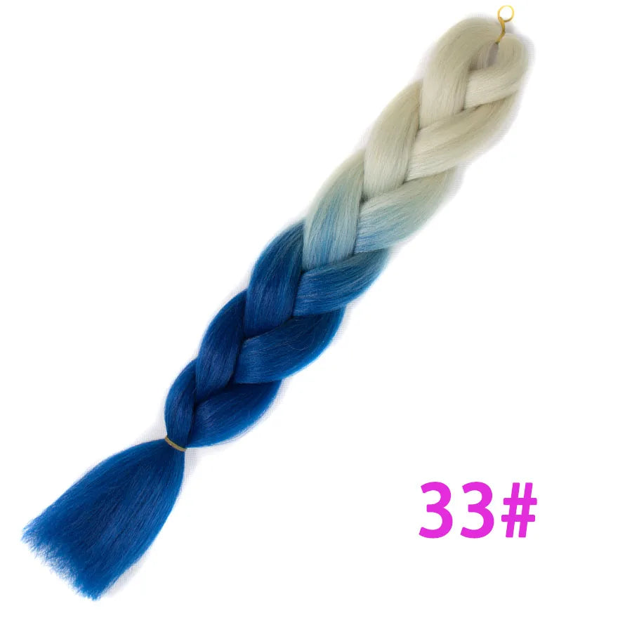 VERVES Ombre Jumbo Braids — 24" 100 g Two-Tone Synthetic Braiding Hair (Pink/Black/Blue)