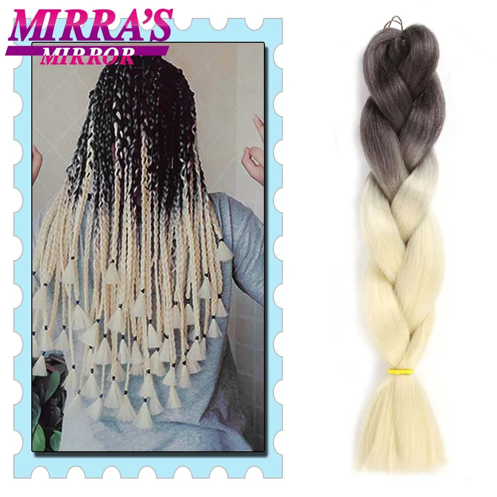 Synthetic Braiding Hair 24 Inch Kanekalon Braids Extensions Ombre Hair for Box Braid Crochet Jumbo Braiding Hair Pre Stretched