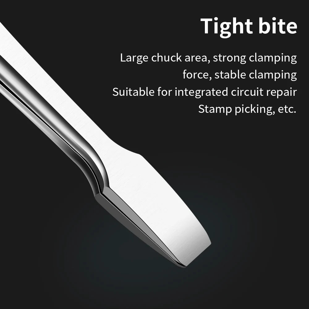 LUXIANZI Flat Stainless Steel Industrial Tweezers For Soldering Repair Electronic Tools Industrial Forceps Precision tweezer