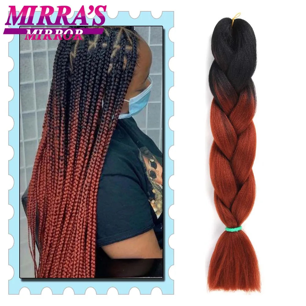 Synthetic Braiding Hair 24 Inch Kanekalon Braids Extensions Ombre Hair for Box Braid Crochet Jumbo Braiding Hair Pre Stretched