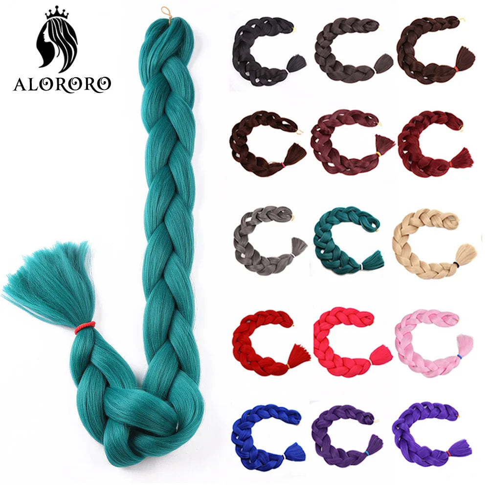 82 Inch Synthetic Braiding Hair Extensions Green Red Pink Yellow Crochet Jumbo Braids Hair Pure Color Box Twist Braids Wholesale