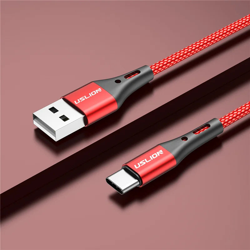 USLION 5A USB Type C Data Cable For Samsung S10 S20 Xiaomi Mi 11 Type C Cable USB C Charger Fast Charging Mobile Phone Chargers