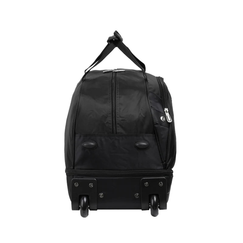 OIWAS Men Trolley Duffle Bag 56L Water-Repellent Foldable Rolling Suitcase Hand Luggage With Wheels Carry-On Bags Expansion Pack