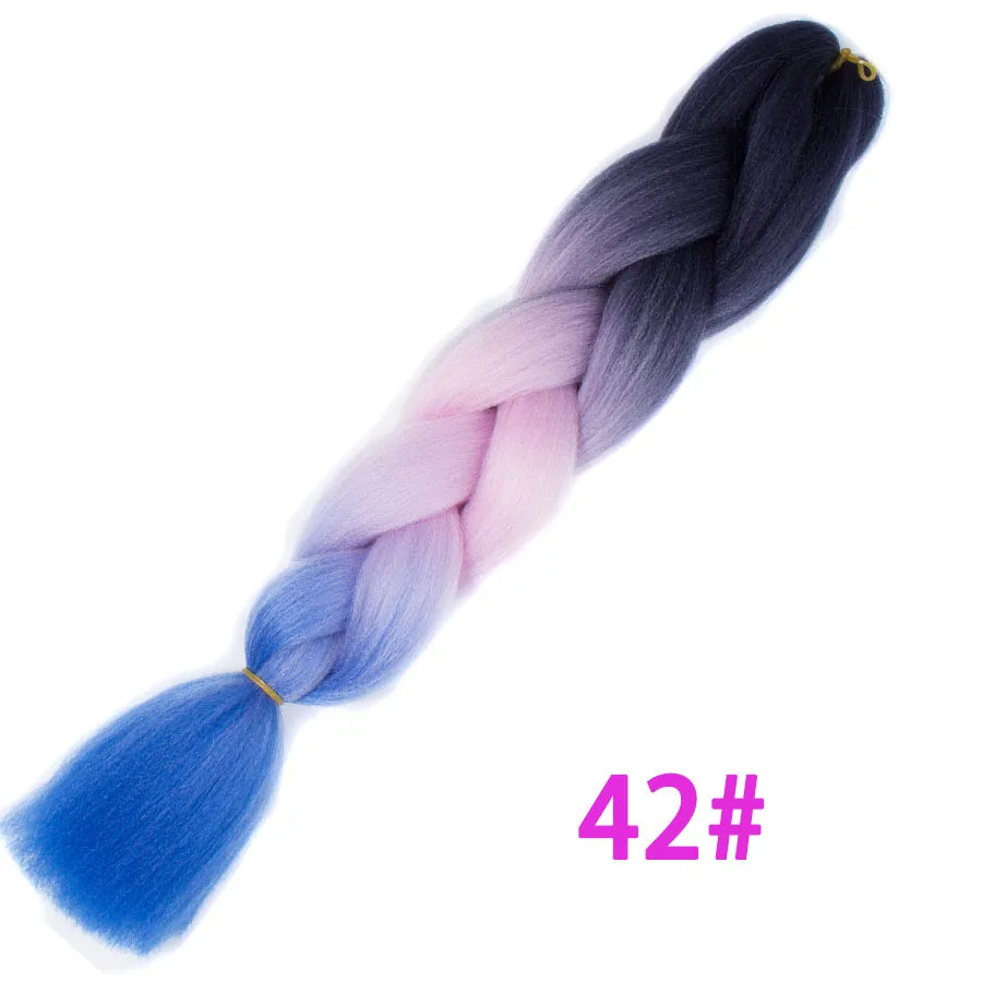 VERVES Ombre Jumbo Braids — 24" 100 g Two-Tone Synthetic Braiding Hair (Pink/Black/Blue)