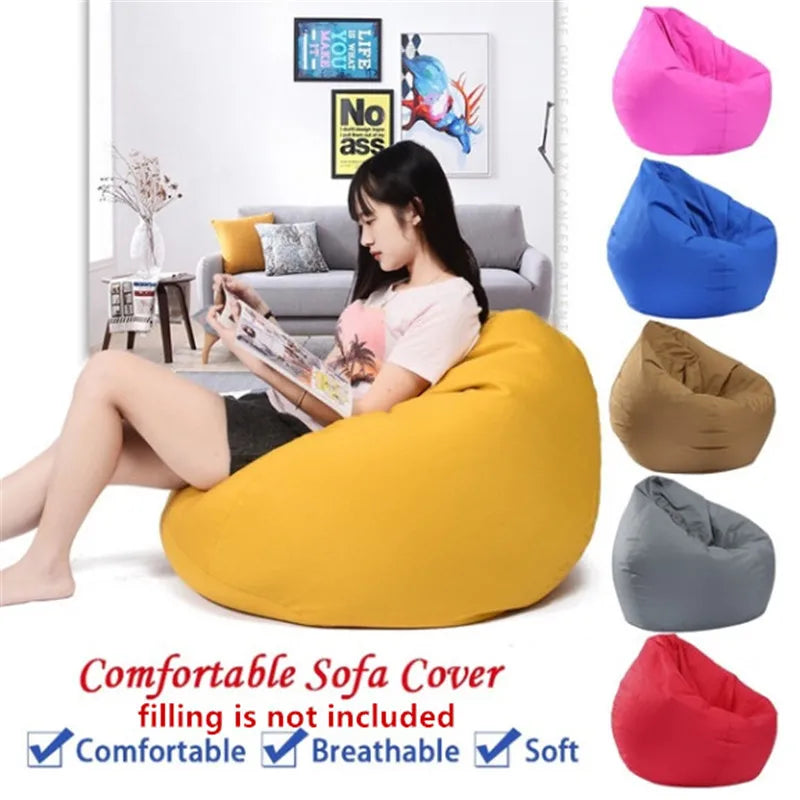 Unfilled Lounge Bean Bag Sofa Cover Home Soft Lazy Sofa Cozy Single Chair Pouf Puff Couch Tatami Living Room Durable Furniture