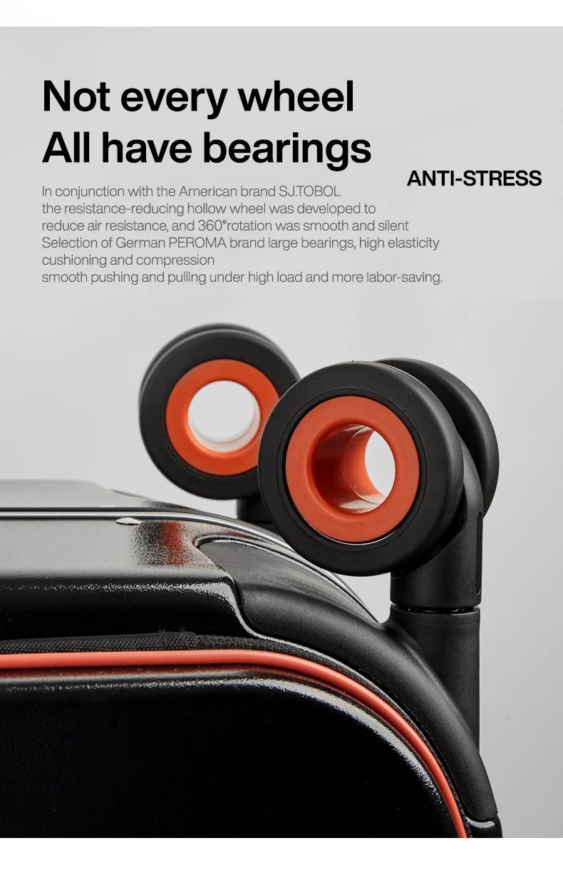 Mixi M9260 Aluminum-Frame PC Carry-On | Full-Front Quick Access, TSA Lock, 8 Spinner Wheels (18/20/24″)