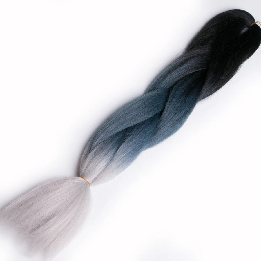 VERVES Ombre Jumbo Braids — 24" 100 g Two-Tone Synthetic Braiding Hair (Pink/Black/Blue)