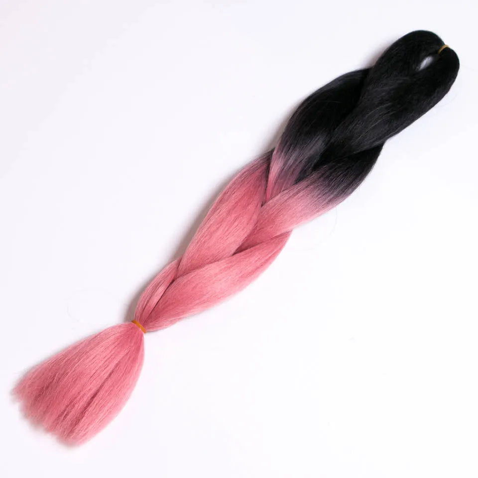 VERVES Ombre Jumbo Braids — 24" 100 g Two-Tone Synthetic Braiding Hair (Pink/Black/Blue)