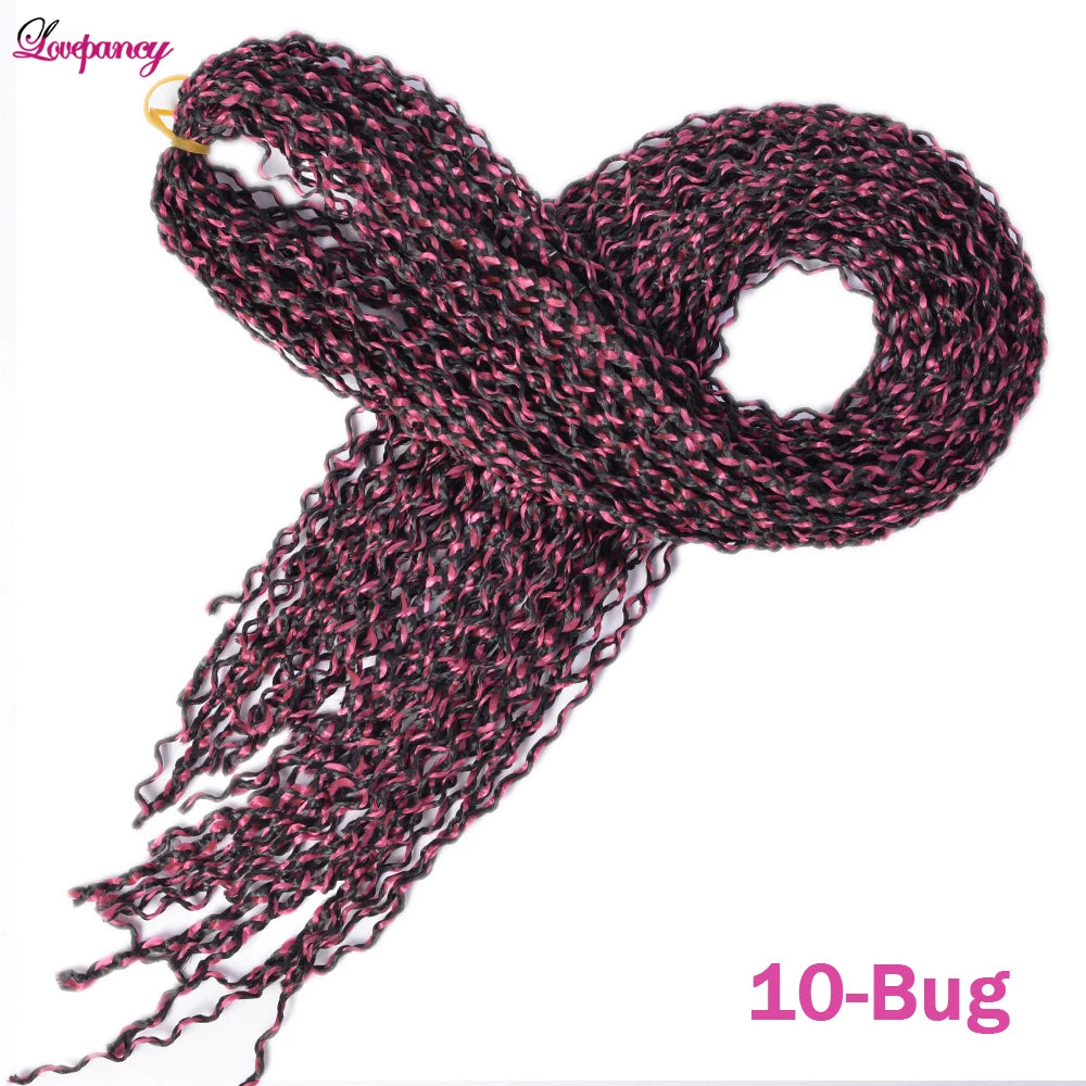 Synthetic Zizi Braids Crochet Box Braiding Hair Extensions White Black 28 Inch Long Curly Crochet Braiding Hair For Women 50g