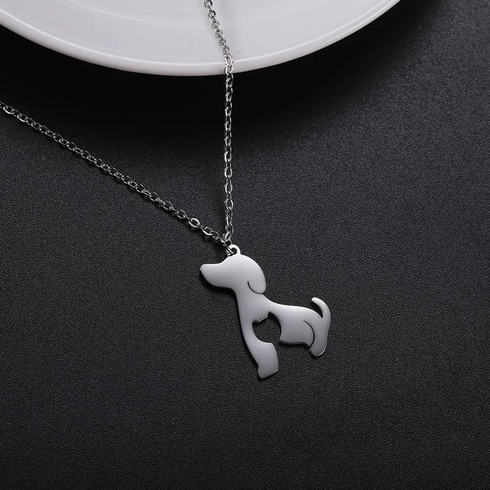 Cute Dog Paw Pendant Necklace | Stainless Steel Animal Footprint Chain for Women & Girls