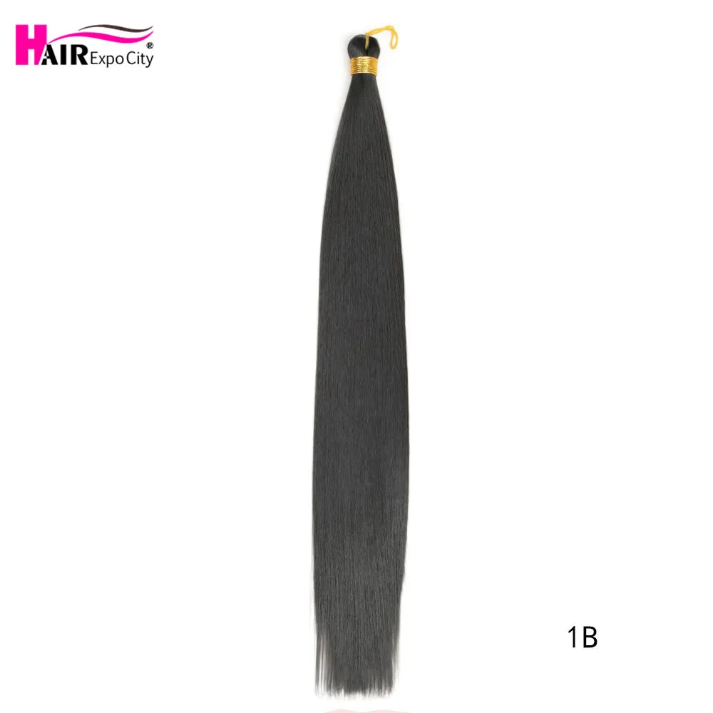 Bone Straight Synthetic Braiding Hair Bulk 22" Silky Pre Stretched Braiding Hair Extensions Crochet Box Braids Hair Expo City