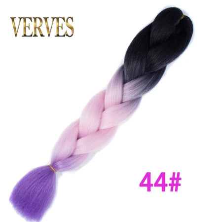 VERVES Ombre Jumbo Braids — 24" 100 g Two-Tone Synthetic Braiding Hair (Pink/Black/Blue)