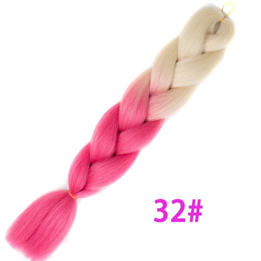 VERVES Ombre Jumbo Braids — 24" 100 g Two-Tone Synthetic Braiding Hair (Pink/Black/Blue)