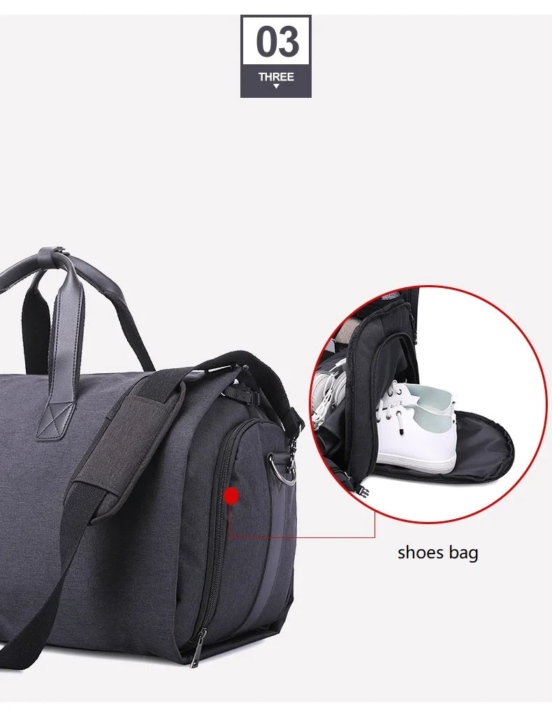 Men Bags Travel Garment Bag Duffel Bag with Shoulder Strap Business Handbags Multiple Pockets Carry on Hanging Suitcase Clothing