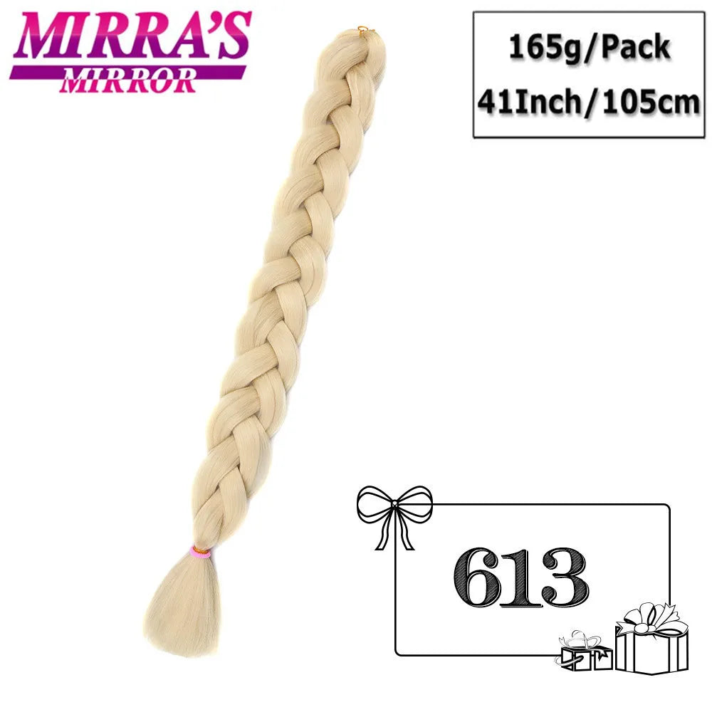 82 Inch Pure Color Jumbo Braiding Hair Extensions Synthetic Braids Ombre Hair For Box Braid Support Wholesale Mirra’s Mirror