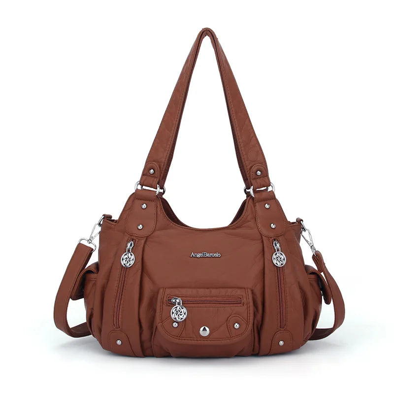 Women Handbags Satchel Top-handle Handbag Small PU Shoulder Bag 12.5”x4.4” Dumpling Pack Multi-pockets Shoulder Bags