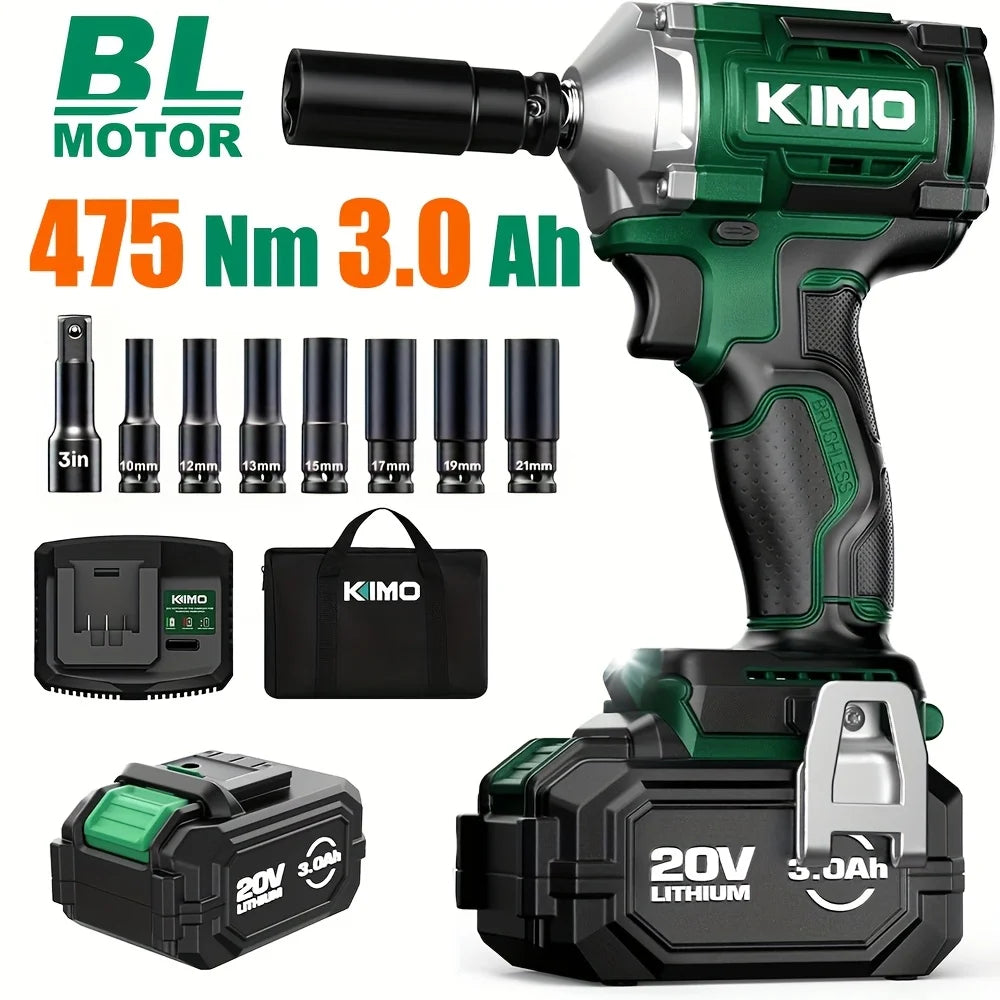 20V Heavy-Duty Brushless Cordless Impact Wrench Set  High Torque Heavy-Duty Industrial Wrench Car Tire Changing and Repair