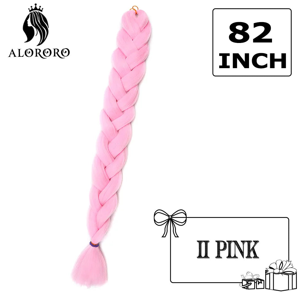 82 Inch Synthetic Braiding Hair Extensions Green Red Pink Yellow Crochet Jumbo Braids Hair Pure Color Box Twist Braids Wholesale