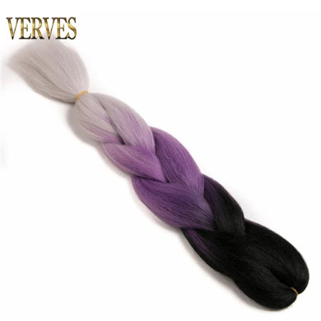 VERVES Ombre Jumbo Braids — 24" 100 g Two-Tone Synthetic Braiding Hair (Pink/Black/Blue)