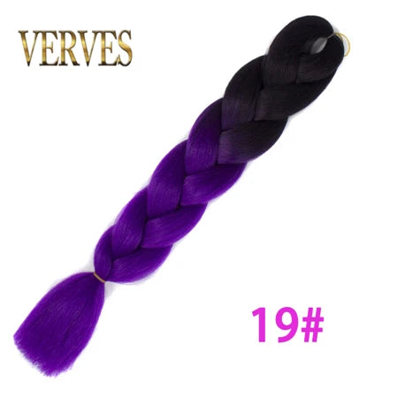 VERVES Ombre Jumbo Braids — 24" 100 g Two-Tone Synthetic Braiding Hair (Pink/Black/Blue)