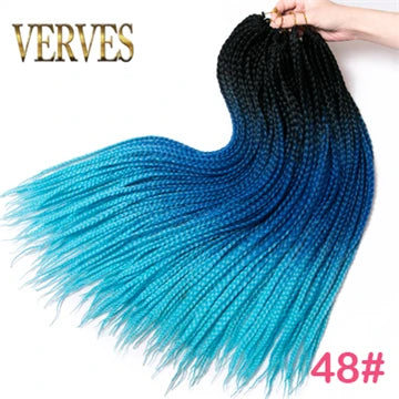 VERVES Crochet Braids Synthetic 24 inch Box Braid 22 Roots/Pcs Ombre Braiding Hair Extensions Heat Fiber Bulk Braid Pink,Black