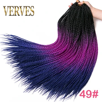 VERVES Crochet Braids Synthetic 24 inch Box Braid 22 Roots/Pcs Ombre Braiding Hair Extensions Heat Fiber Bulk Braid Pink,Black