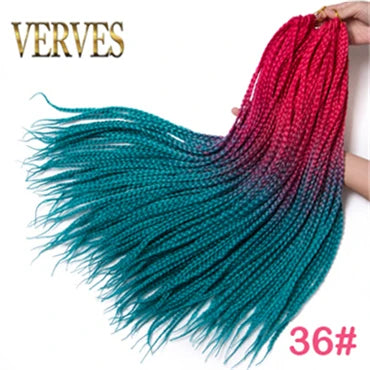 VERVES Crochet Braids Synthetic 24 inch Box Braid 22 Roots/Pcs Ombre Braiding Hair Extensions Heat Fiber Bulk Braid Pink,Black