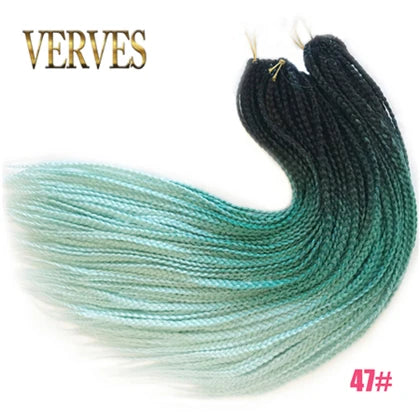 VERVES Crochet Braids Synthetic 24 inch Box Braid 22 Roots/Pcs Ombre Braiding Hair Extensions Heat Fiber Bulk Braid Pink,Black