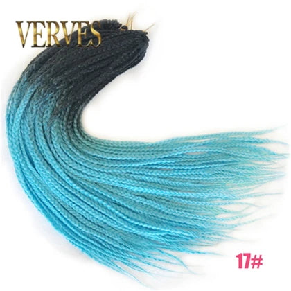 VERVES Crochet Braids Synthetic 24 inch Box Braid 22 Roots/Pcs Ombre Braiding Hair Extensions Heat Fiber Bulk Braid Pink,Black