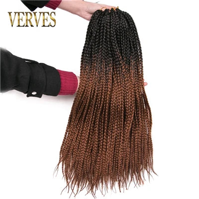 VERVES Crochet Braids Synthetic 24 inch Box Braid 22 Roots/Pcs Ombre Braiding Hair Extensions Heat Fiber Bulk Braid Pink,Black